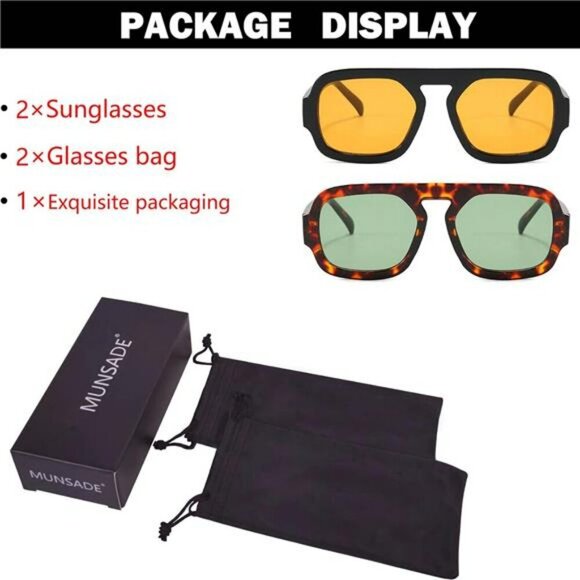 Square Aviator Sunglasses Women Flat Top Vintage UV400 Stylish Sun Shades - Picture 5 of 6